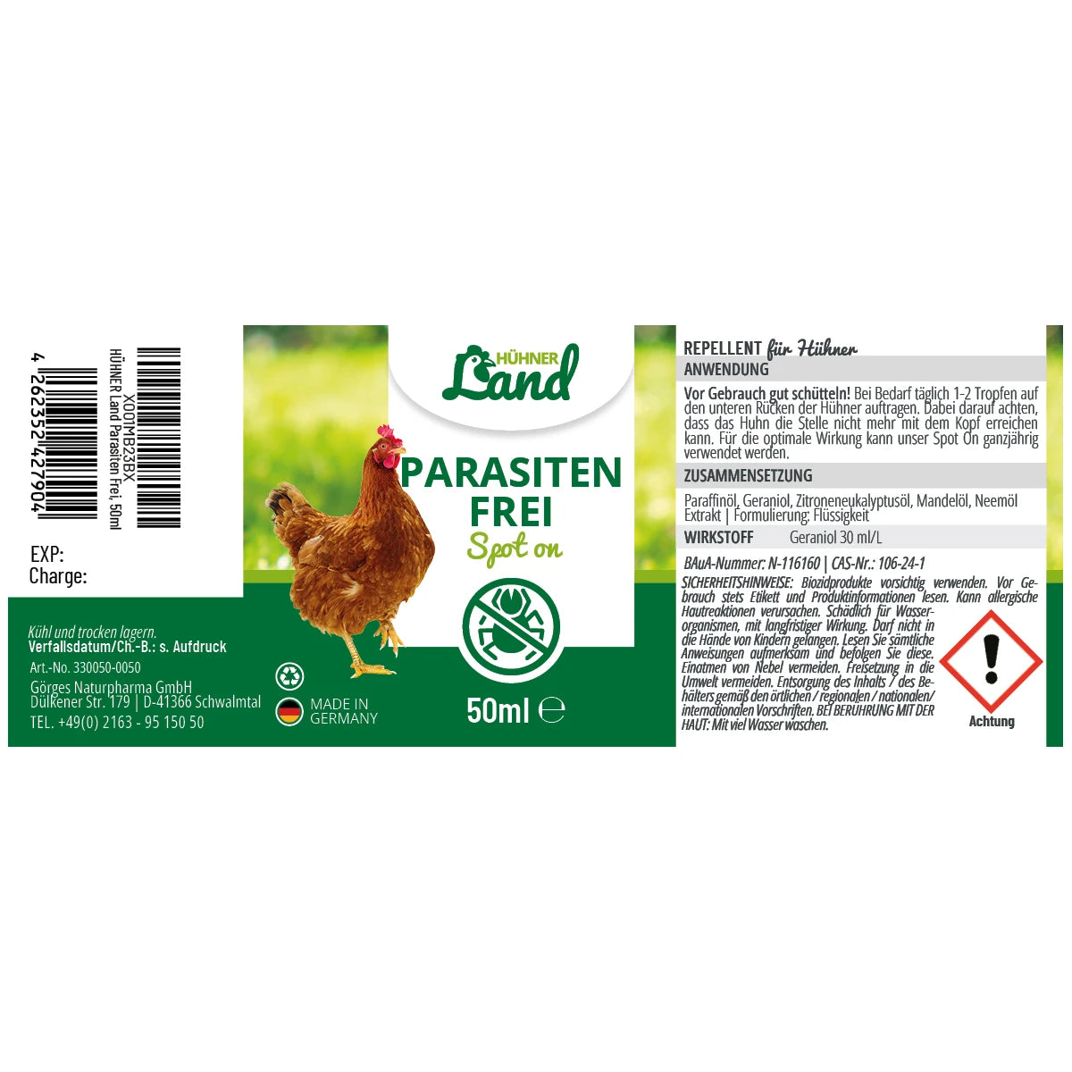 Hühner Land Parasiten Frei Spot on