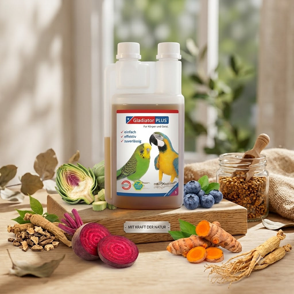 GladiatorPLUS Milieufütterung für Vögel – flüssiges Ergänzungsfuttermittel mit Premium-Naturstoffen 500ml