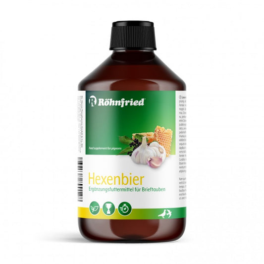 Röhnfried Hexenbier Flasche – Ergänzungsfuttermittel für Tauben zur Formsteigerung, Immunabwehr und Förderung der Daunenmauser.