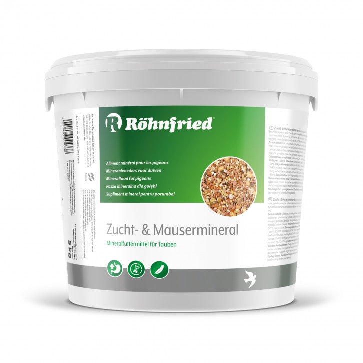 Röhnfried Premium Mineral Zucht & Mauser Packung – Hochwertiges Mineralfutter für Tauben zur Unterstützung der Aufzucht, Knochenbildung und Mauser.